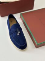 Loro Piana Summer Charms Walk Loafer – True Dark Blue Suede - Image 3